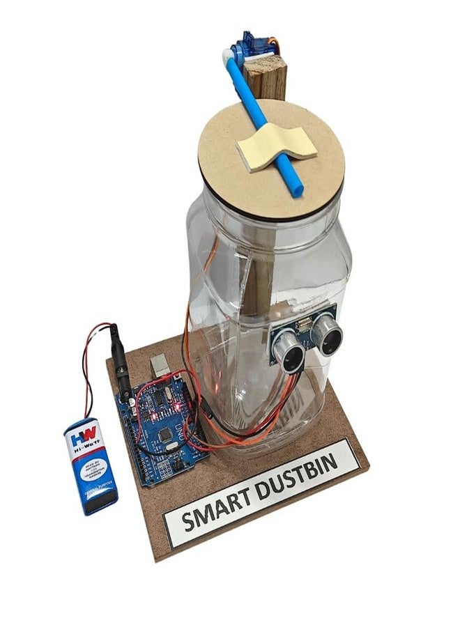 ESPtronics صندوق نفايات ذكي من إي إس بترونيكس مزود بمستشعر فوق صوتي، نموذج إلكتروني مبرمج مسبقًا، مشروع علمي للطلاب في المدارس - Image 1
